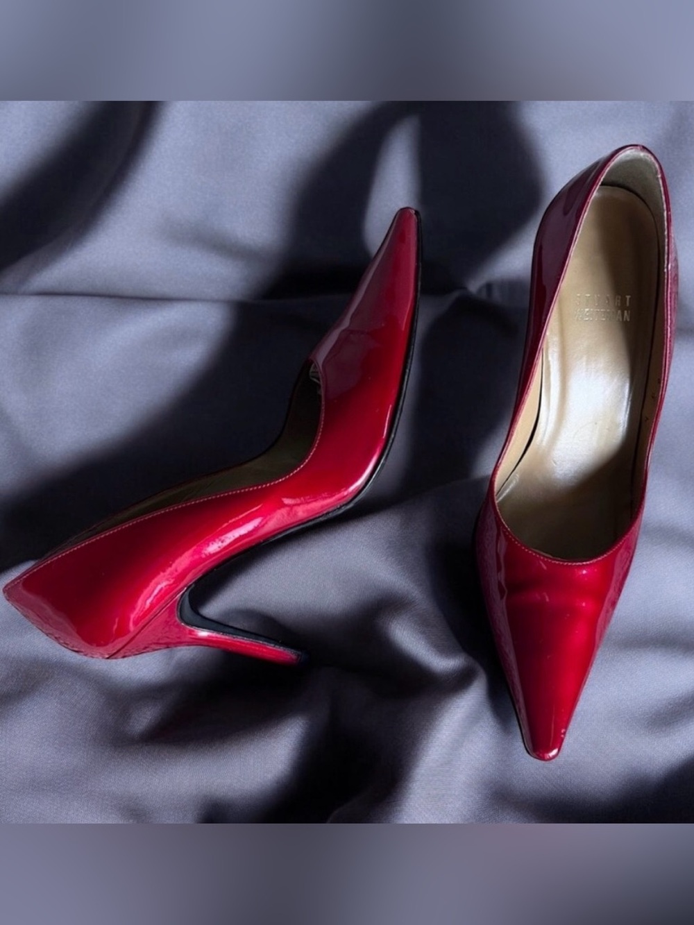 Stuart Weitzman Leather Heels Sz 6.5 M Fever Red Pumps Stiletto Cocktail Party
